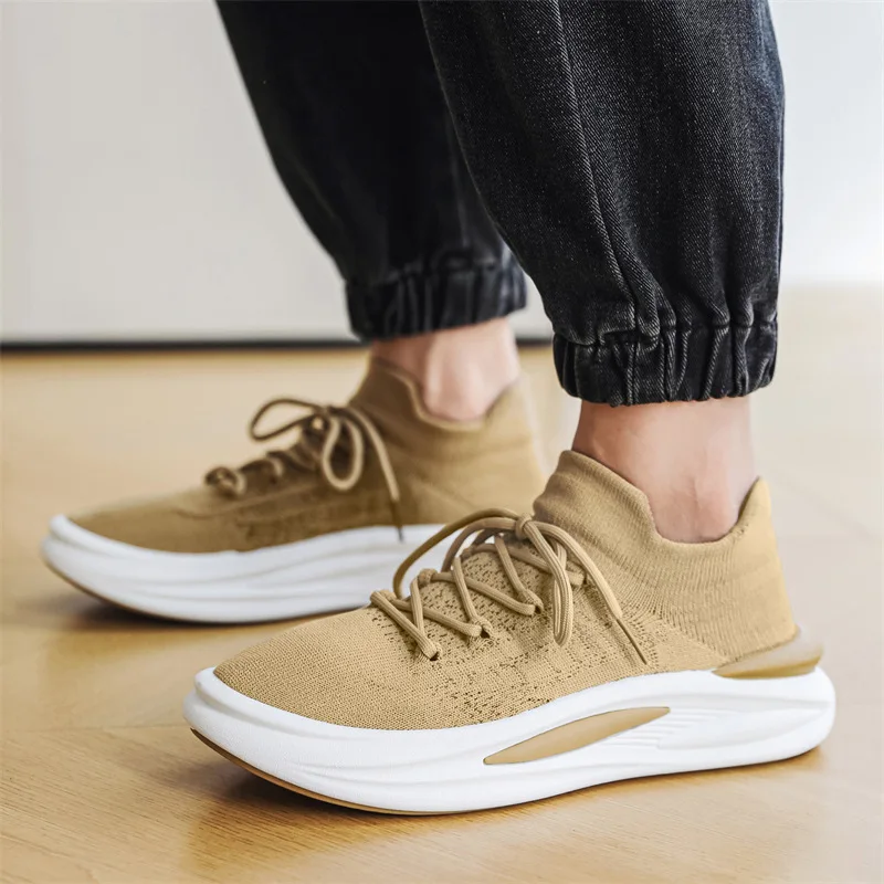 New Round Head Net Shoes Men Casual Shoes Lazy People A Slip-on Front Lacing Travel Breathable Flat Leisure Men's Sport Sneakers 3