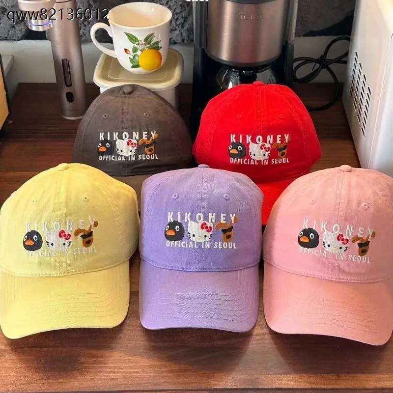 Hello Kitty Sanrio Baseball Cap Kawaii Y2K Cartoon Cute Anime Student Adult Outdoor Sports Duck Tongue Cap Toys Girls Gifts