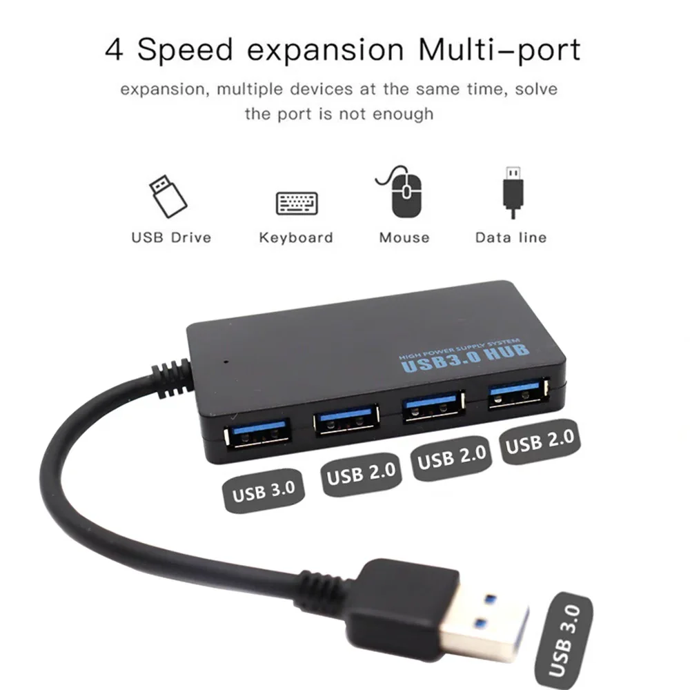 USB Hub 4 Port USB/Type C Hub Extender 2.0 3.0 Fast Speed Splitter Adapter 4 In 1 Docking Station USB Cable for Computer PC