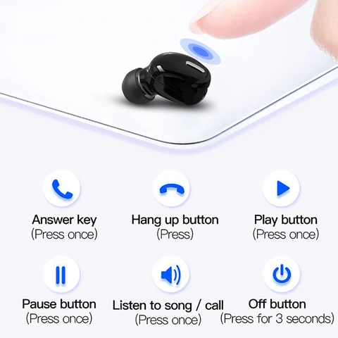 Mini kulak 5.0 Bluetooth kulaklık HiFi kablosuz mikrofonlu kulaklık sporcu kulaklığı Handsfree Stereo ses kulaklık tüm telefonlar için