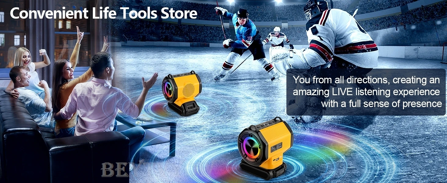 Bluetooth Speaker Compatible with Dewalt 20V Battery With USB Type-C Port Charge