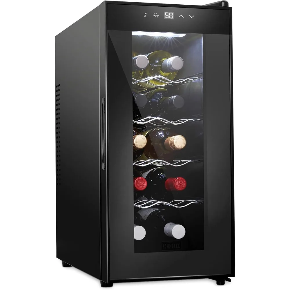 

10 Bottle Red and White Wine Thermoelectric Wine Cooler/Chiller, Countertop Wine Cellar with Digital Temperature Display, Black