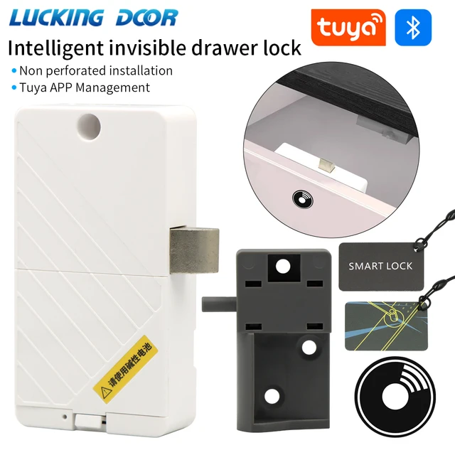 Tuya สมาร์ทตู้ลิ้นชักล็อคที่มองไม่เห็น Keyless ปลดล็อคเฟอร์นิเจอร์ Locker ปลอดภัยไฟฟ้าซ่อนเซ็นเซอร์ตู้แบตเตอรี่-Power LOCK 1