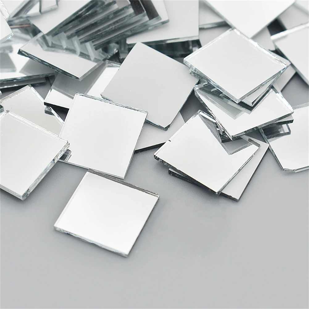 100Pcs Glass Mirror Mosaic  Small Square Tiles DIY Self Adhesive Wall Sticker Craft Wall Artwork Home Decoration 10x10mm