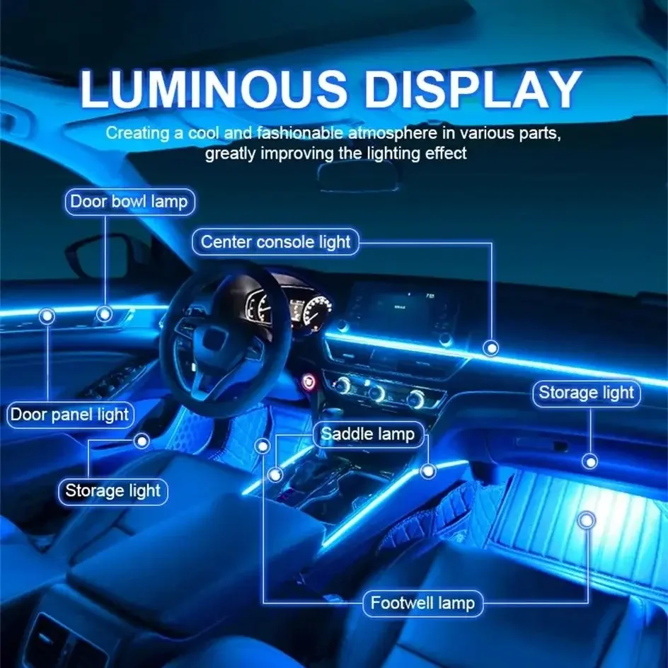 For Volvo S60 B4 Momentum Smart 64 RGB Color Car Ambient Self-Adhesive Strips Simple Installation Atmosphere Lights Strips