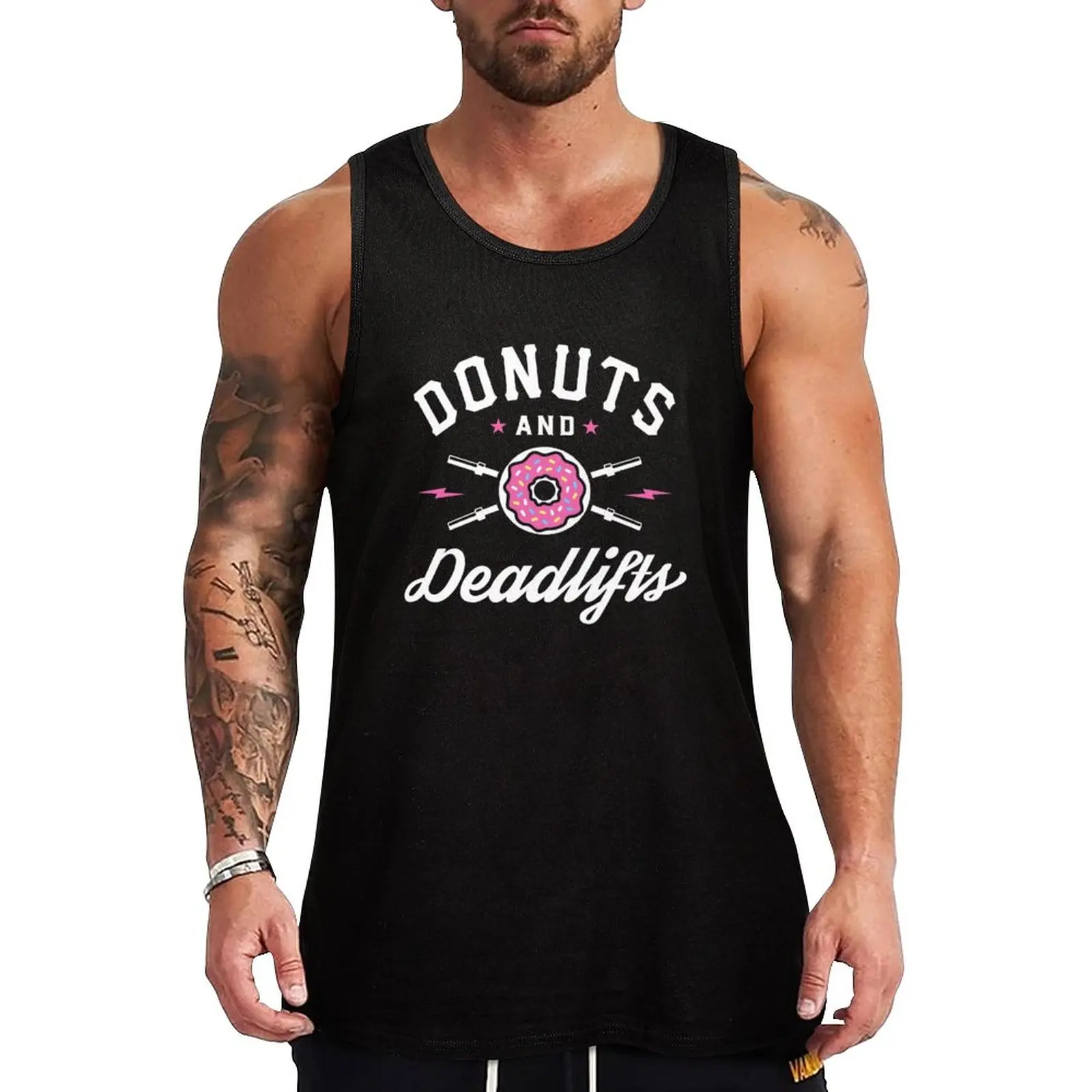 New Donuts And Deadlifts Tank Top men gym Sleeveless men
