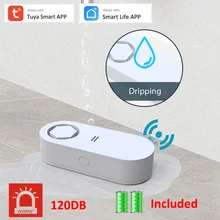 

Tuya Work Alone WiFi Floor Water Leakage Detect Drip Leak Sensor Detector Flood 120DB Sound Alert APP Remote Alarm Notification