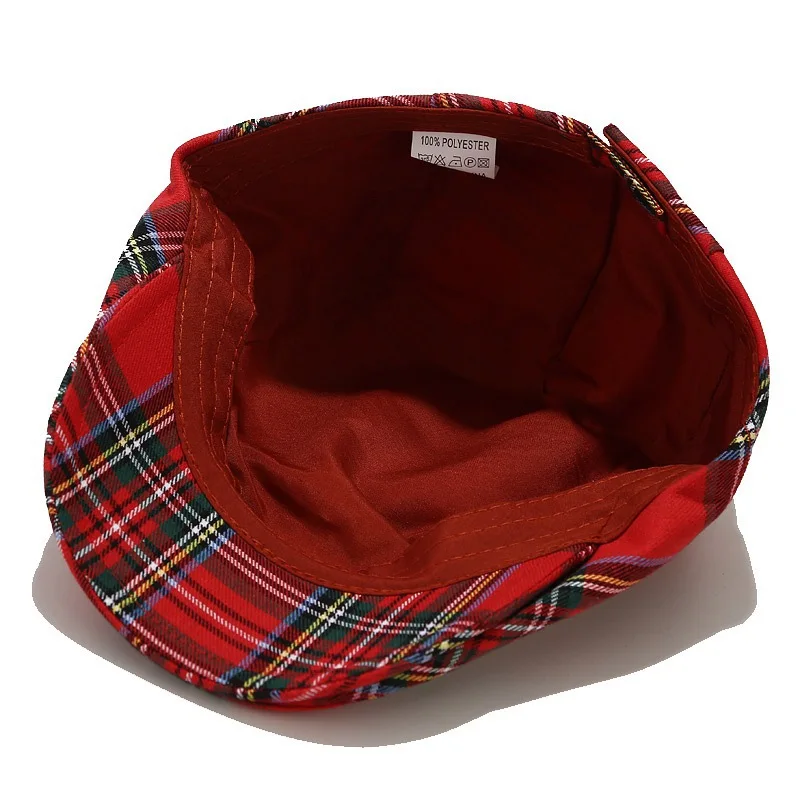 Checkered Stripe Vintage Casquette Men Women Cotton Beret British Fashion Retro Windshield Hat Street Newspaper Cap Artist Hats beret hat,newsboy cap,newsboy hat,woolen beret