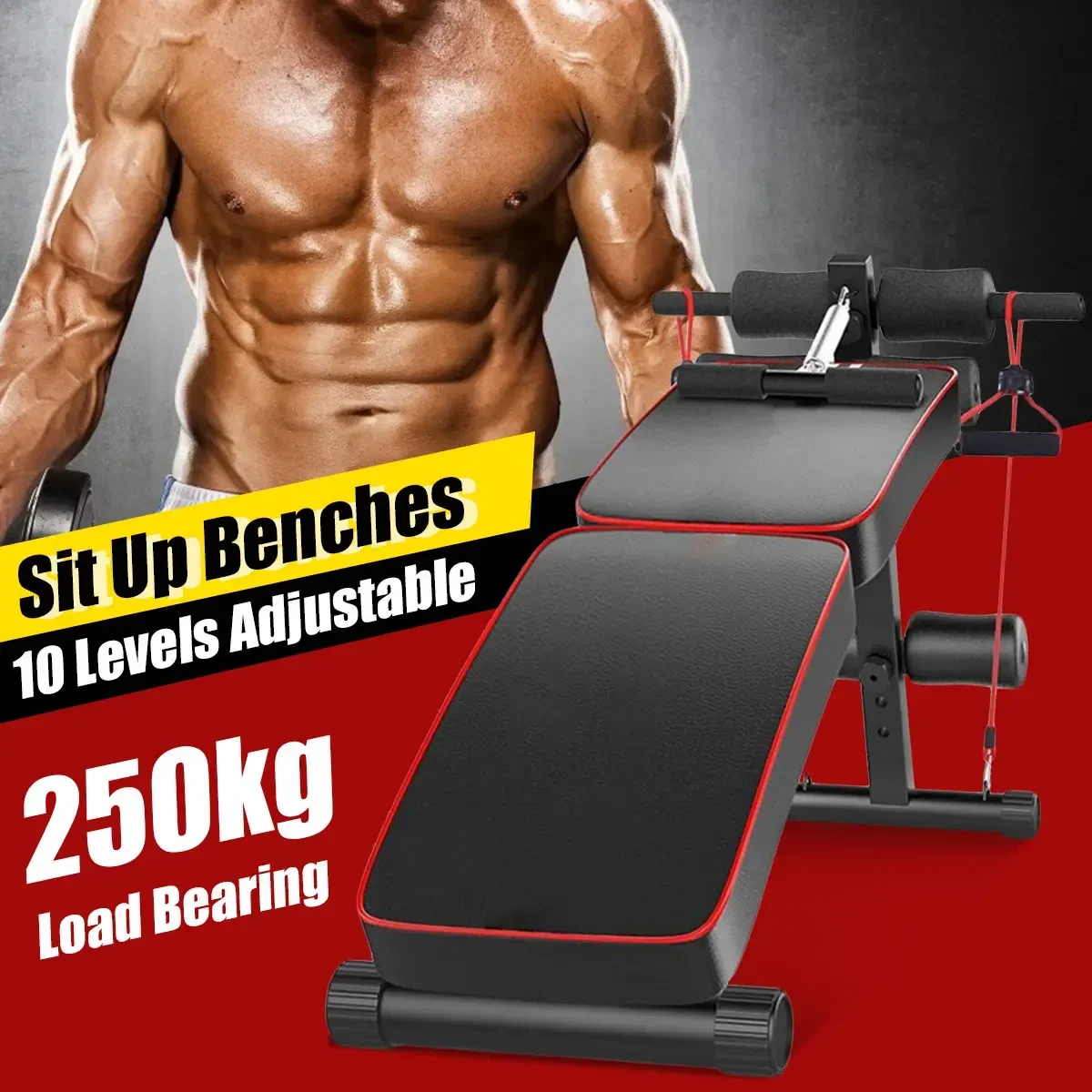 Foldable Fitness Equipment for Home Gym Sit Up Benches Adjustable Multifunction Abdominal Muscle Equipment Exerciser