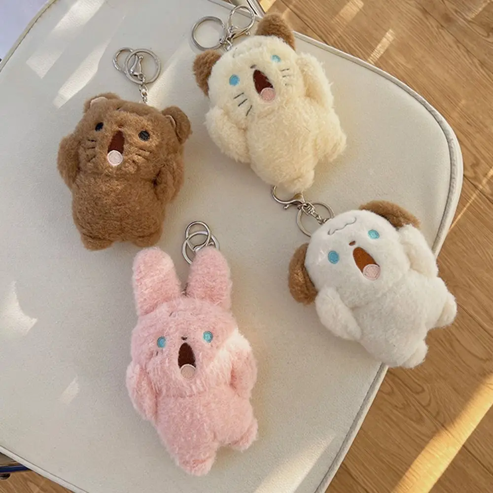 Rabbit Shouting Bear Shouting Dog Bag Decoration Plush Pendant Keychain Backpack Charms Stuff Plush Toy plush keychain,backpack decoration,key chain,plush toy,bunny keychain,balloon dog keychain
