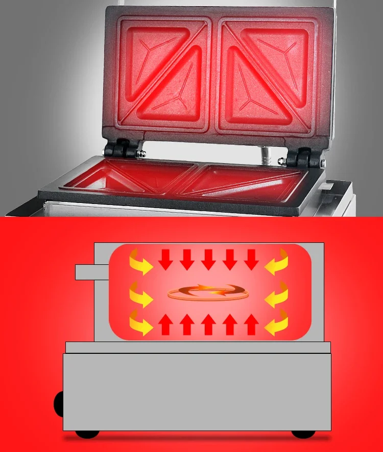 Sandwich Machine Commercial Multifunctional Triangle Baked Sandwich Breakfast Machine Household Double-sided Heating