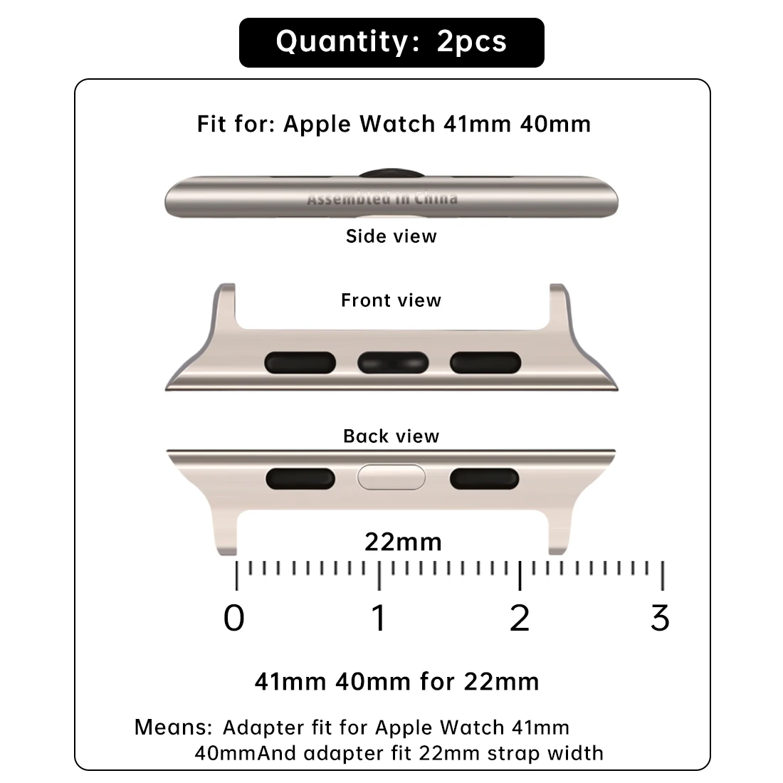 Premium Stainless Steel Connectors for Apple Watch Bands (2-Pack)