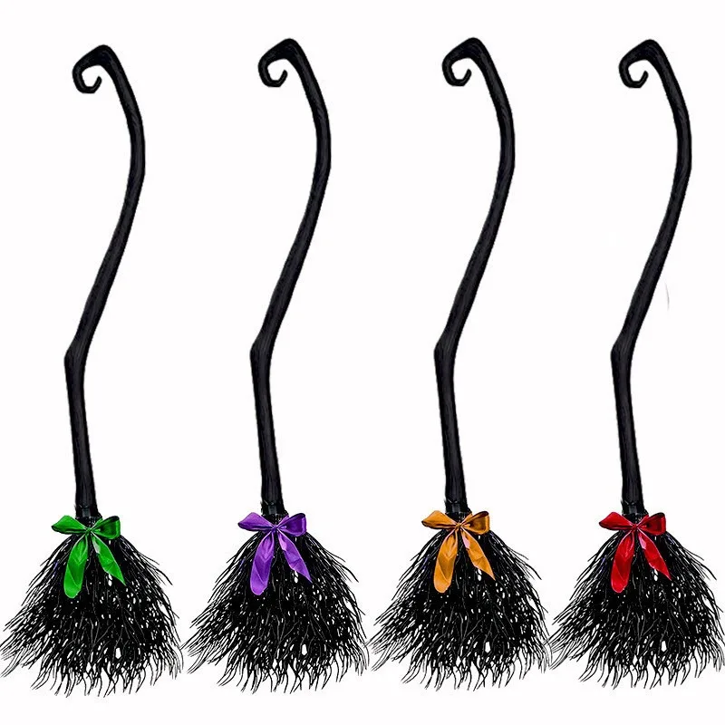 

Halloween Witch Broom with Colorful Ribbon Children Flying Broomstick Props Masquerade Party Cosplay Accessories Halloween Decor