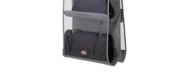 Organizer Appendibile Per Armadio - 6 Tasche Portaoggetti Con Ganci Metallici Grigio - Foto 3