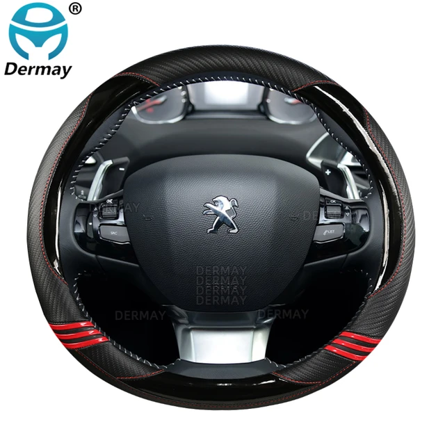 DIY Black Leather Steering Wheel Cover For Peugeot 308 2014-2017 Microfiber  Leather Steering Wrap Car Accessories - AliExpress