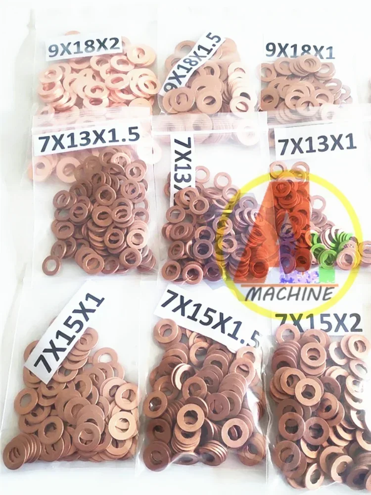 Diesel Injector Seal Kits 7x15mm/9x18mm CRIN Diesel Common Rail Injector Copper Seal Washer Gasket Ring Repair Kits