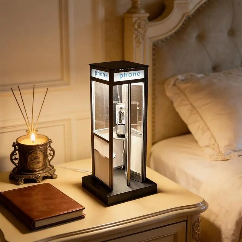 Tall Phonebooth Lamp, Classic With Warm LED Light, Phone Box Decorative Night Light 5