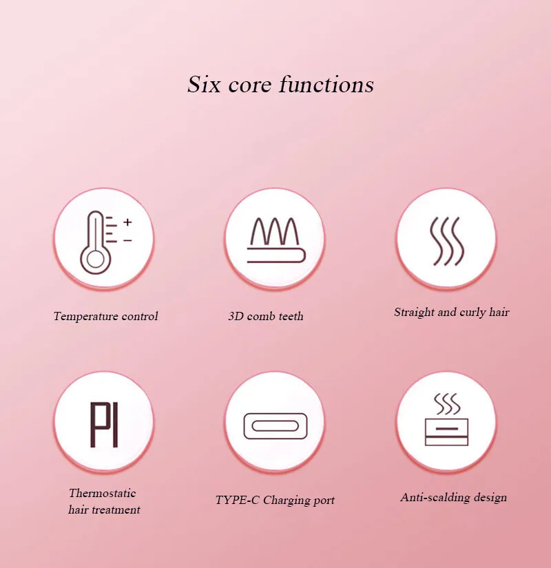 Description Picture 3 of itemLCD USB Charging Hair Straightening Brush Portable Anion Intelligent Temperature Control Curler Straight Styler