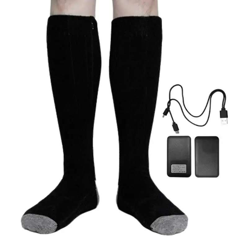 Men Women Outdoor Ski Electric Heated Socks With 4000mAh Rechargeable Battery Powered 3 Temp Settings Winter Foot Warmer