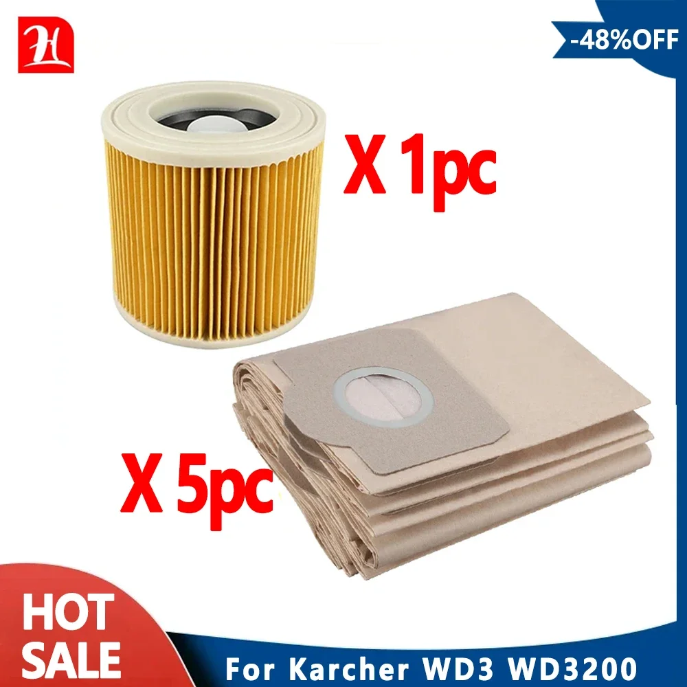 SANAWATEC Lot de 3 filtres à Cartouche compatibles avec Les aspirateurs Kärcher WD3 Premium WD2