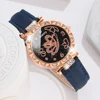 5PCS Blue Women Watch Fashion Light Luxury Butterfly Element Dial Quartz Wristwatch Leather Strap Watch Jewelry Set Gift For Her 4