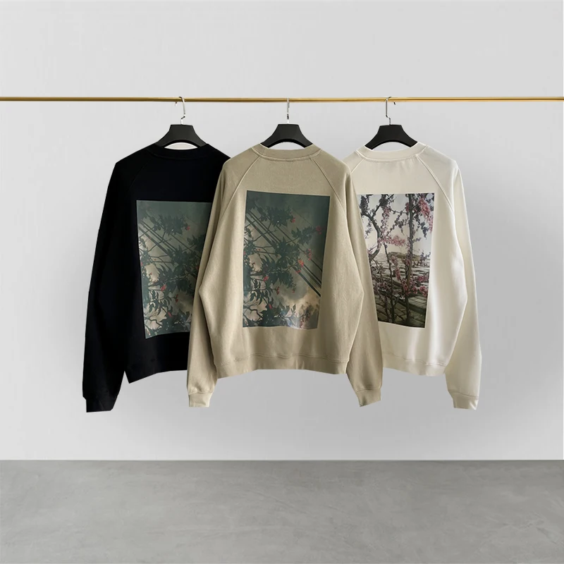 

ESSENTIALS Sweatshirt Fashion High Street Brand Classic Floral Print Hip Hop Loose Unisex Oversize Hoodie Sweatshirt