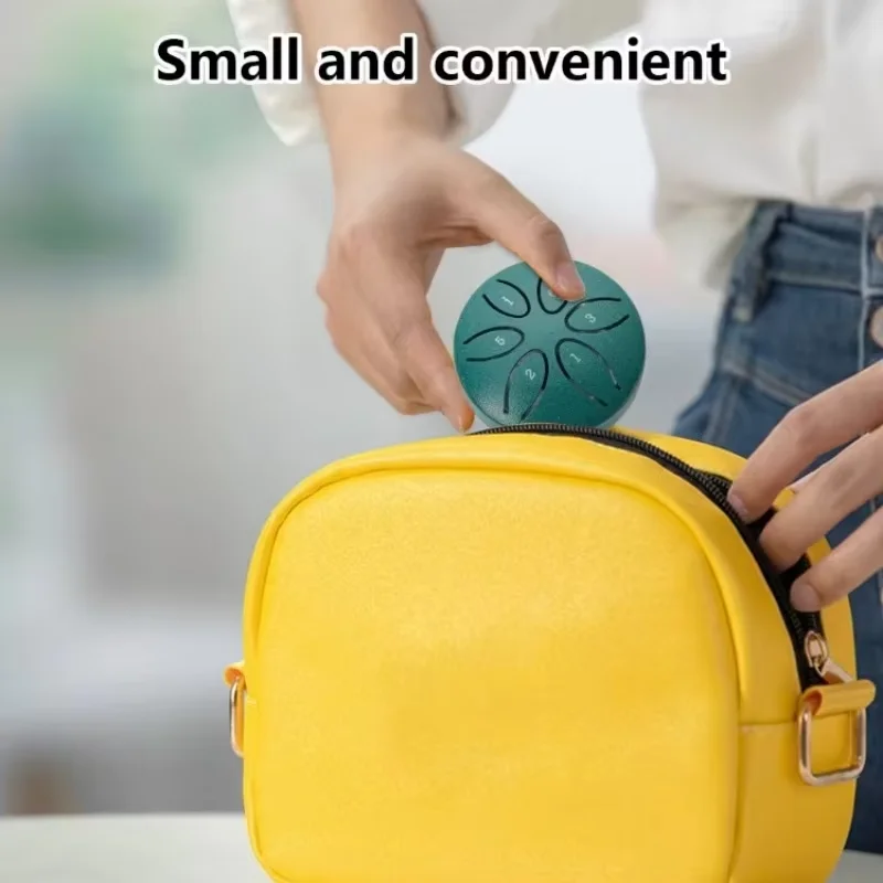 Mini Cute Ethereal Drum with Drumstick 6 Notes Percussion Instrument Steel Tongue Forget Worry Drum Children Portable Instrument
