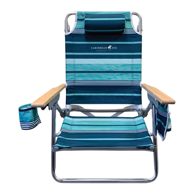 

Beach 5-Position Deluxe Chair with Wood Armrests camping chair outdoor