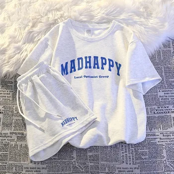 Women Fashionable Youthful Short Sleeve Shorts Suits Matching Outfits Summer New Oversize Loose Sportswear Casual Two Piece Sets 1