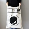 Large Cotton and Linen Laundry Bag Clothes Toys Storage Bag Printing Fabric Drawstring Duffle Bag Dirty Clothes Organizer Bags 4