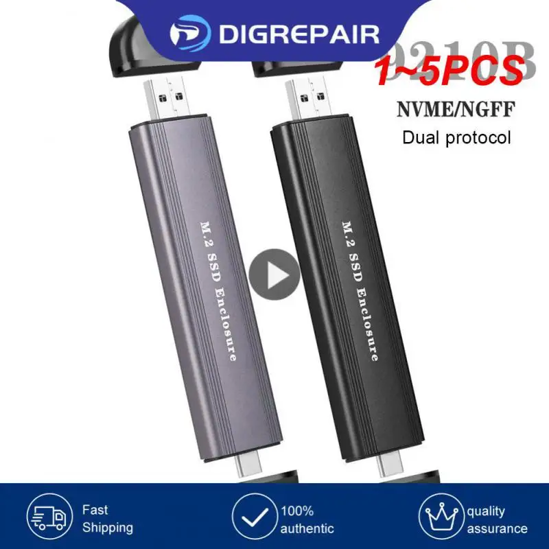 NVMe SATA 듀얼 프로토콜 SSD 인클로저 어댑터, 알루미늄 10 Gbps USB C 3.1 Gen 2-NVMe PCIe M-Key SSD 외부 인클로저, 1-5PCs