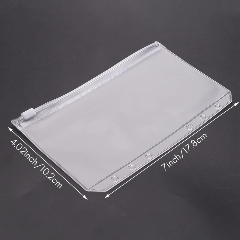 

60 Pieces Of A6 Size 6-Hole Binder Pocket Translucent Plastic Binder Zipper Folder Waterproof For Documents Bag