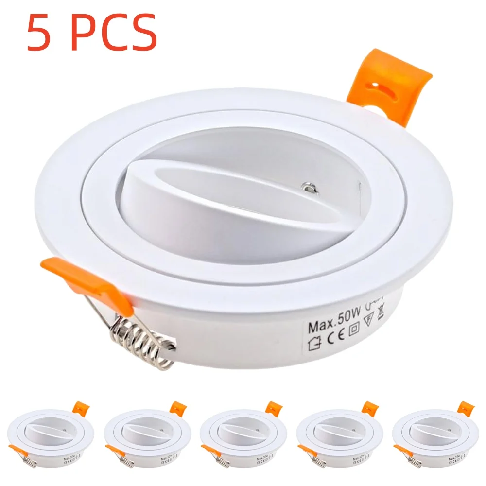 5/10pcs GU10 MR16 Round Recessed Ceiling Spotlights Frame LED Downlight Angle Adjustable Rotating Indoor Lighting Fixture