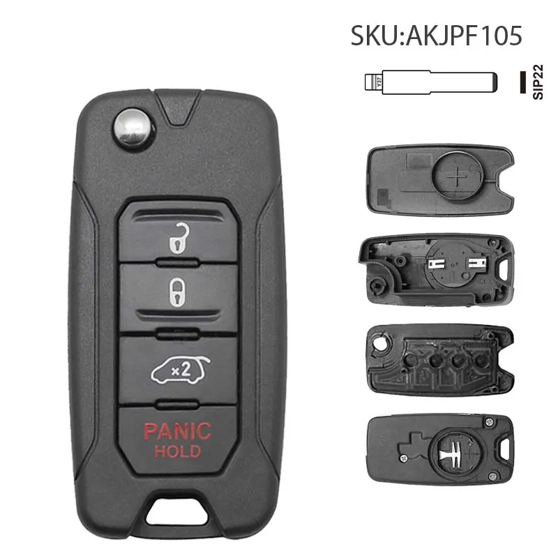 Car Key Shell Key Shell 2/3/4 Buttons Remote Flip Key Shell Remote Car Key Shell SIP22 Blade AKJPF For Jeep Renegade Compass Patriot Liberty