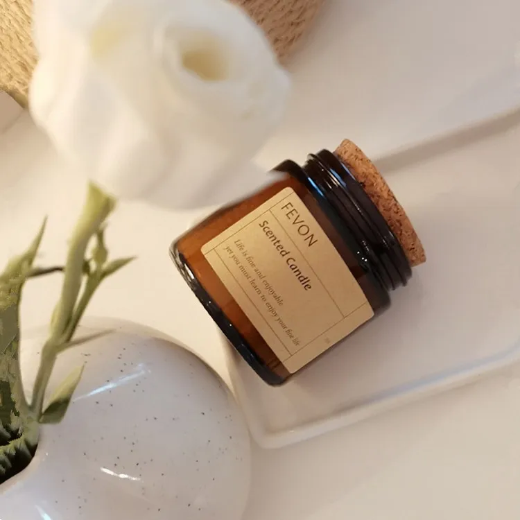 3.4oz Candle Jars with Wooden Lid Wholesale Amber Clear Empty Candle Glass DIY Candle Container Glass Pot with Lid 4