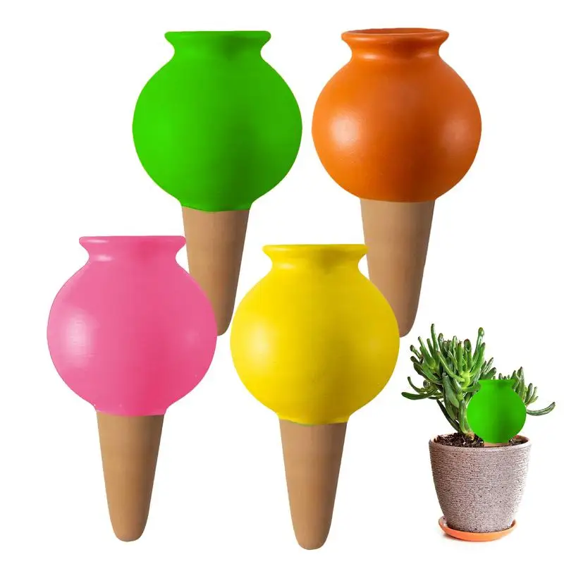 

Plant Self Watering Spikes 4pcs Ceramic Spikes Plug-in Plant Waterer Garden Irrigation Waterer Travelers Vertical Stakes For