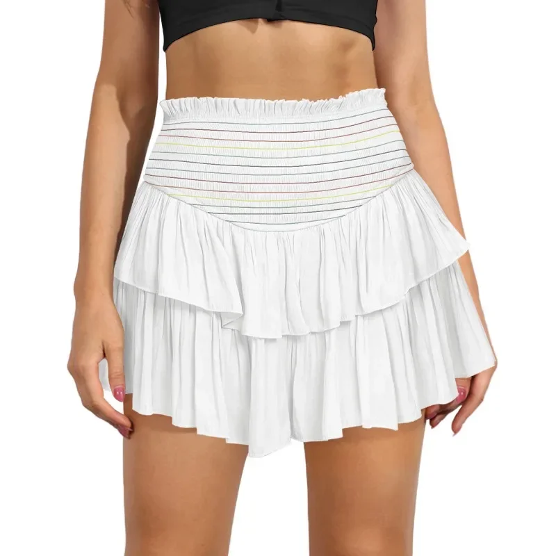 New Women's Irregular Mini Pleated Skirt with Lining Solid Colors Ball Gown Underskirt Pants Summer Solid Colors Skirts GZML0025