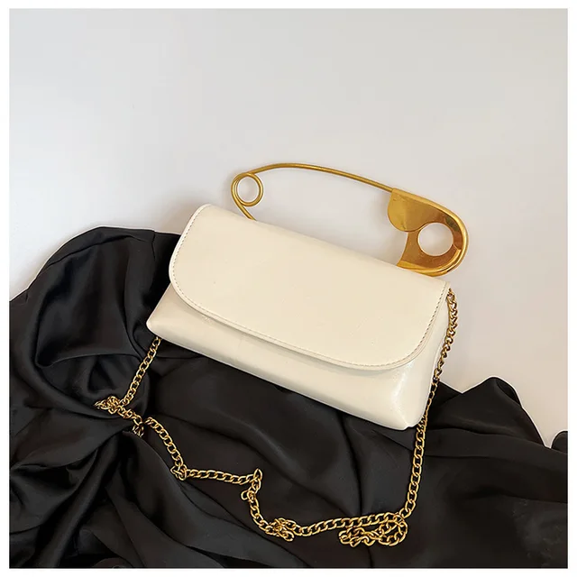 White Safety Pin Handbag – Lure Noir