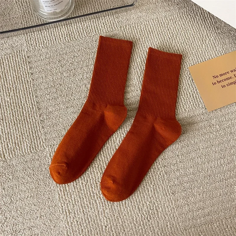 Vibrant Cotton Soft Socks - Women's Mid-Tube Fashion Hosiery in Bold Colors