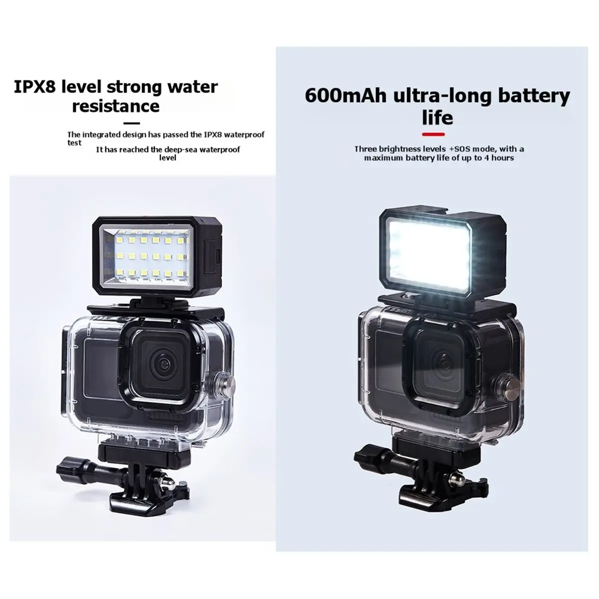 A10R 40M 방수 LED 비디오 필 라이트 다이빙 필 라이트 타입-C 충전 포트 수중 사진 조명