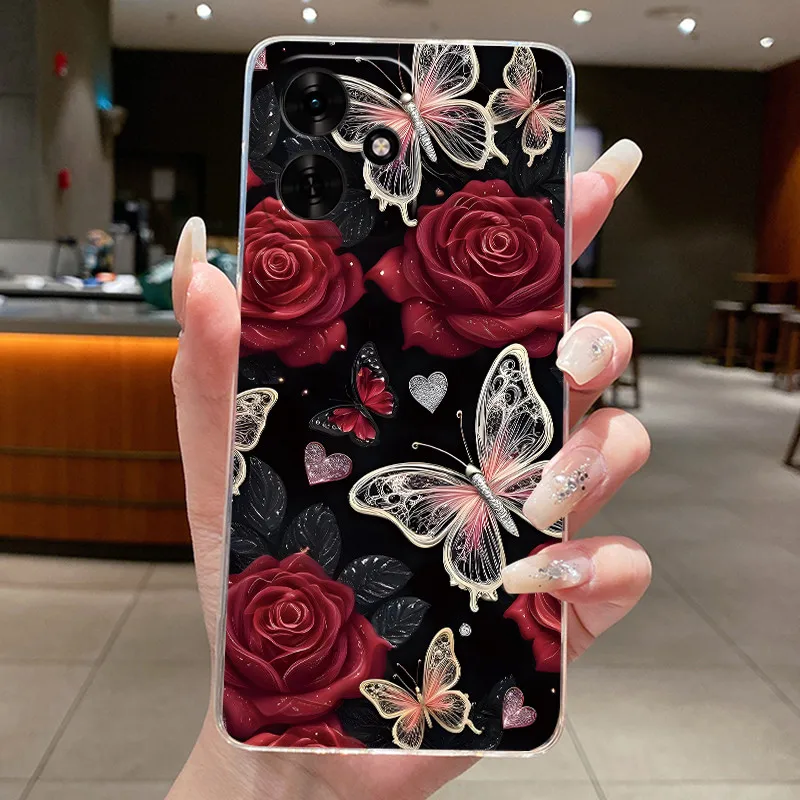 Clear Luxury Fashion Butterfly Flowers Soft TPU Silicone Phone Case