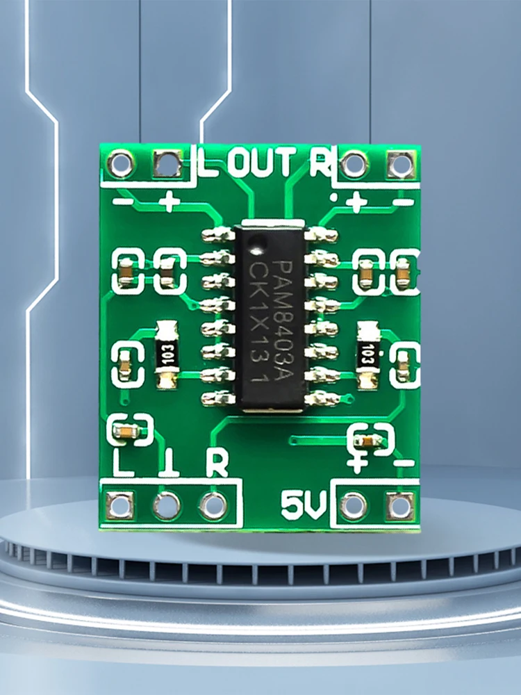 PAM8403 오디오 전력 증폭기 모듈 2.5V-5.5V 2 채널 슈퍼 미니 스테레오 오디오 앰프 보드 볼륨 조절용 USB 전원 공급 장치