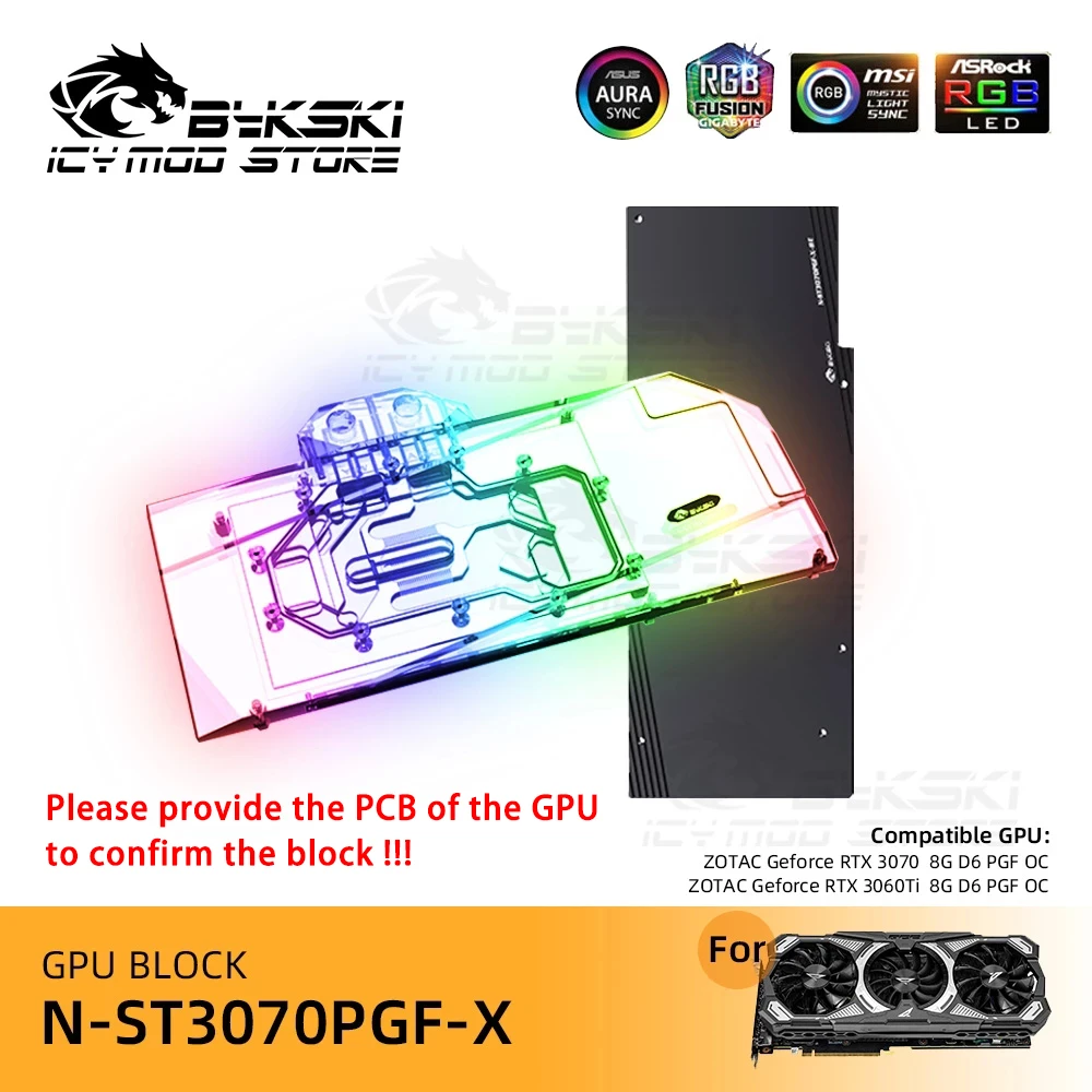 Bykski GPU Water Block Full Coverage ZOTAC GeForce RTX 3070 XGAMING OC