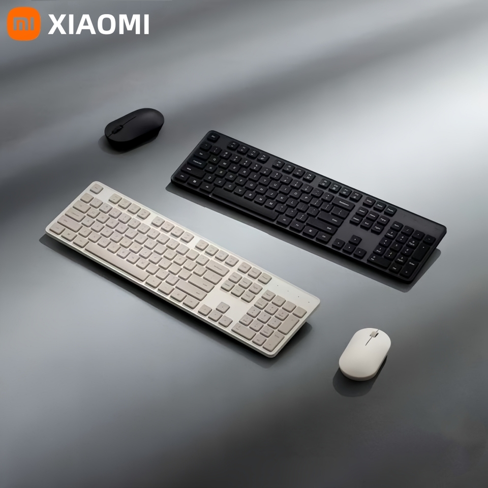 XIAOMI Keyboard Mouse Set 2 for Office Computer 2.4GHz Wireless Portable Black Minimalist 104 Keys USB Thin Keyboards