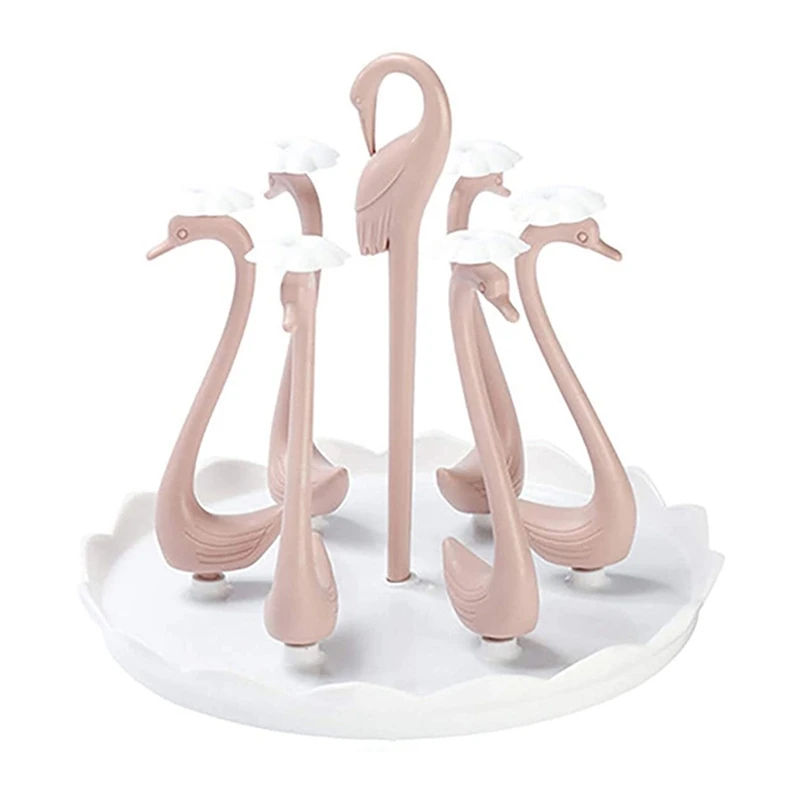

HOT-Rotating Mug Glass Cup Drying Rack,Swan-Shaped Home Cup Holder Stand Freestanding Desktop & Kitchen Countertop