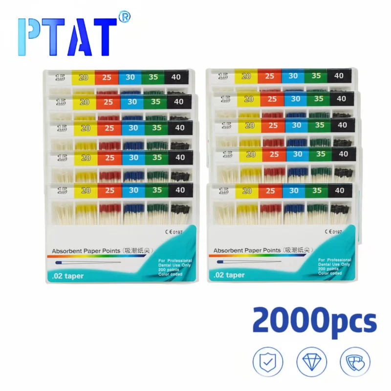 

10 boxes/2000pcs Dental Material Absorbent Paper Points Dentist Product 0.02 Taper Root Cancel Endodontics Cotton Fiber Tips