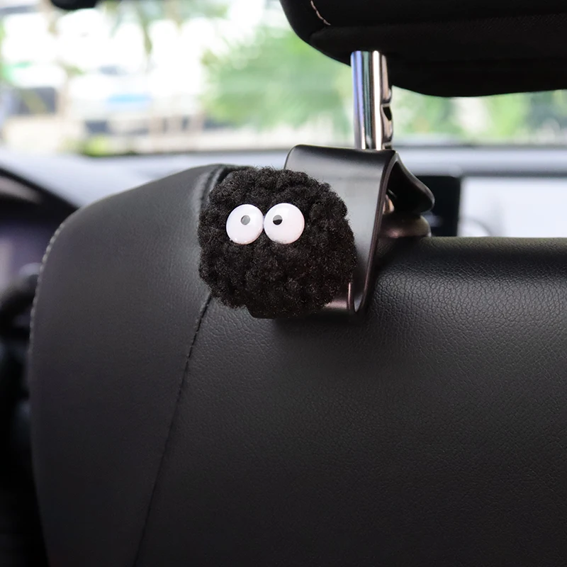 Car Seat Back Hooks 2PCS Cute Cartoon Ball Toy Storage Vehicle Headrest Organizer Hanger for Groceries Bag Handbag Decoration