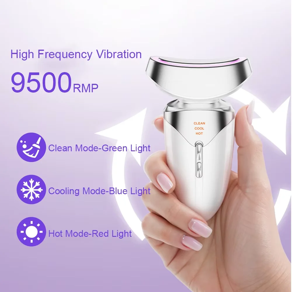 At Home Face Massager 3 In 1 LED Hot Cold Therapy Facial Neck Device For Skin Tightening Anti Wrinkle And Sagging Skin Lifting