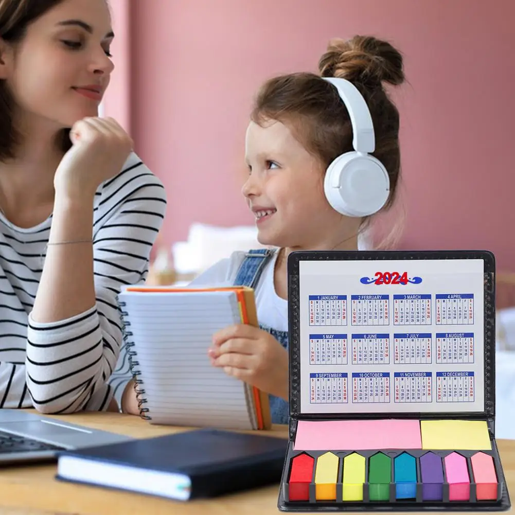

Настольный календарь с цветными клейкими заметками, легко отклеивается, Сильная Липкость 2024, календарь, клейкие заметки, офисные принадлежности