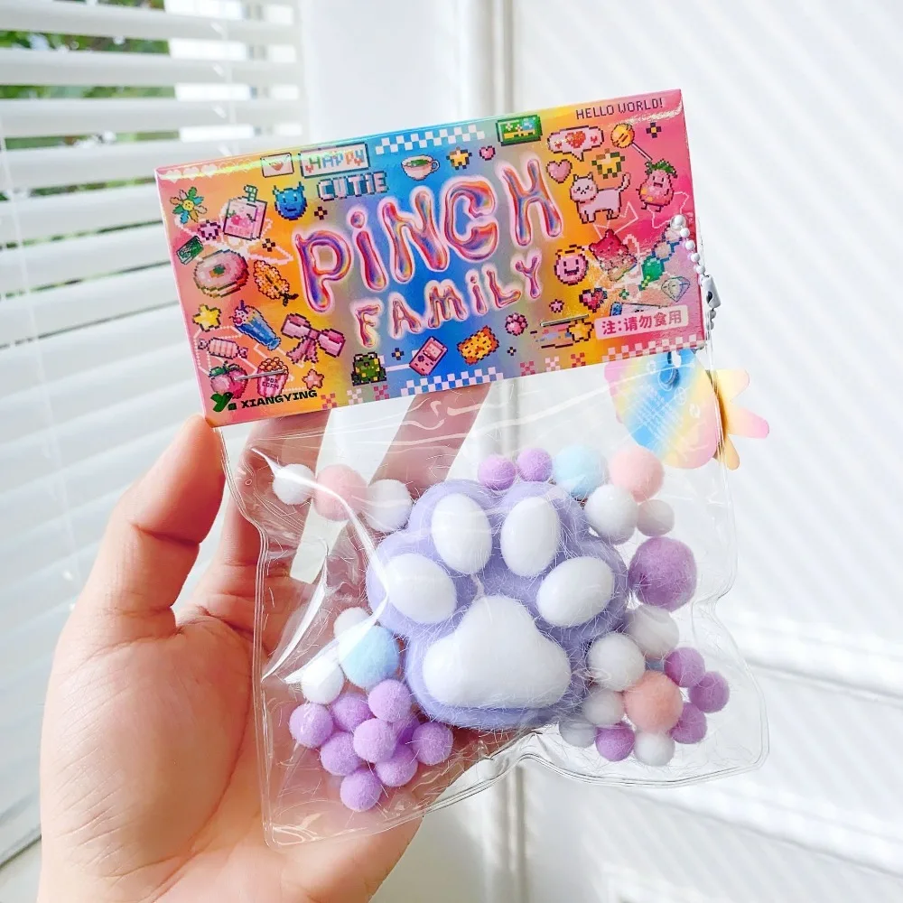 Kawaii Colorful Plush Cat Foot Fidget Toy Mochi Antistress Stress Relief Toy for Adult Children PU Slow Rebound Sensory Toys 4